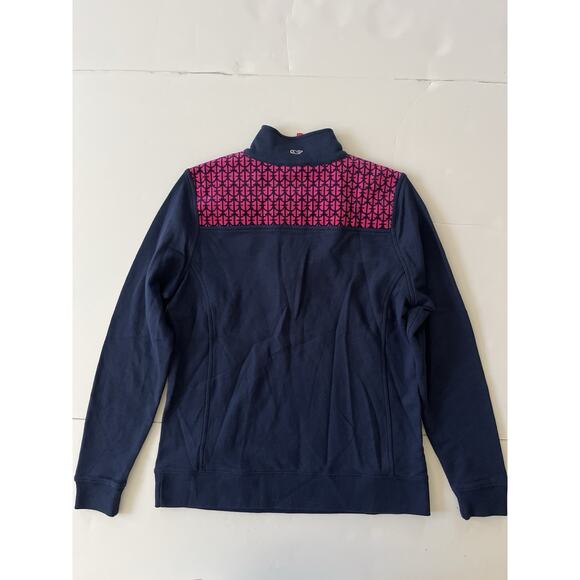 Vineyard Vines 3/4 Zip Shepard Pullover Women XS Blue Pink Corduroy Aztec Print - Picture 7 of 9